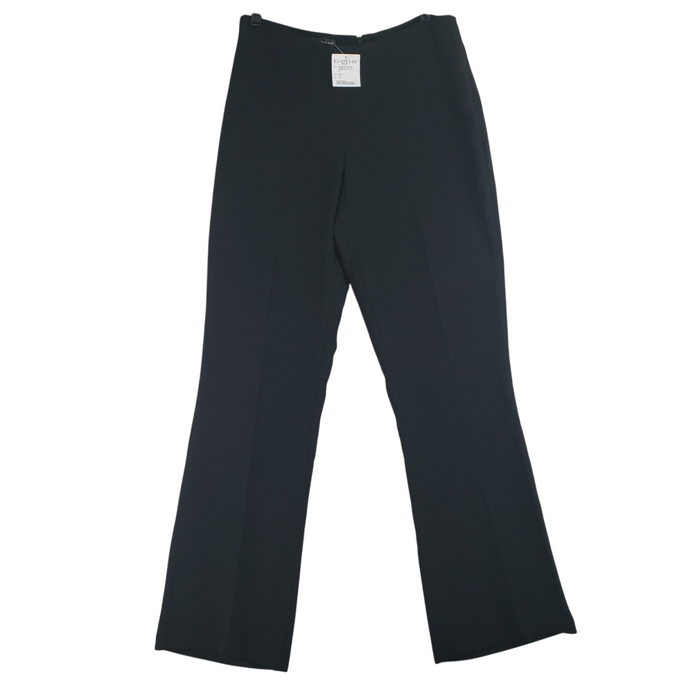 Bebe Aimee Dress Pants Women 10 Black Flare High Rise Professional Office Wear